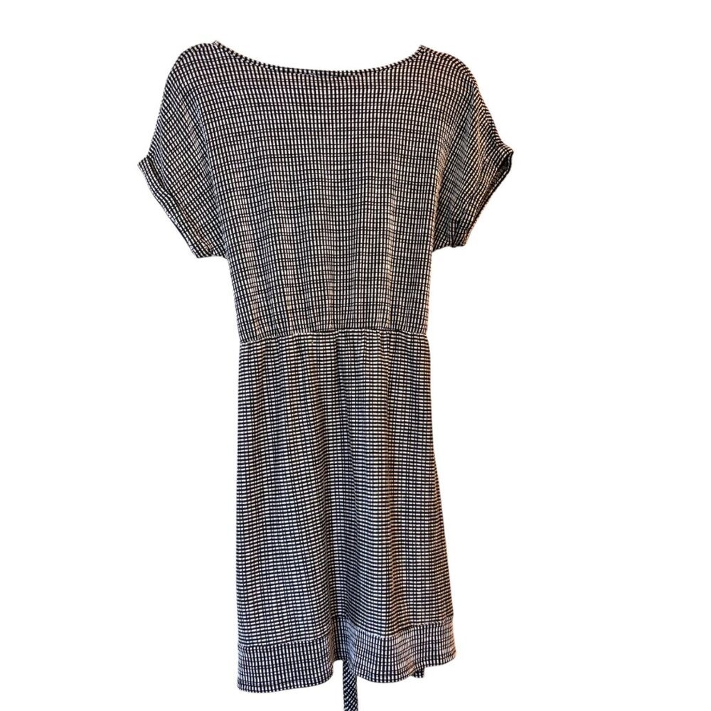 Caution to the Wind | Black & White Checked Belted Mini Dress Size Large - Picture 2 of 5